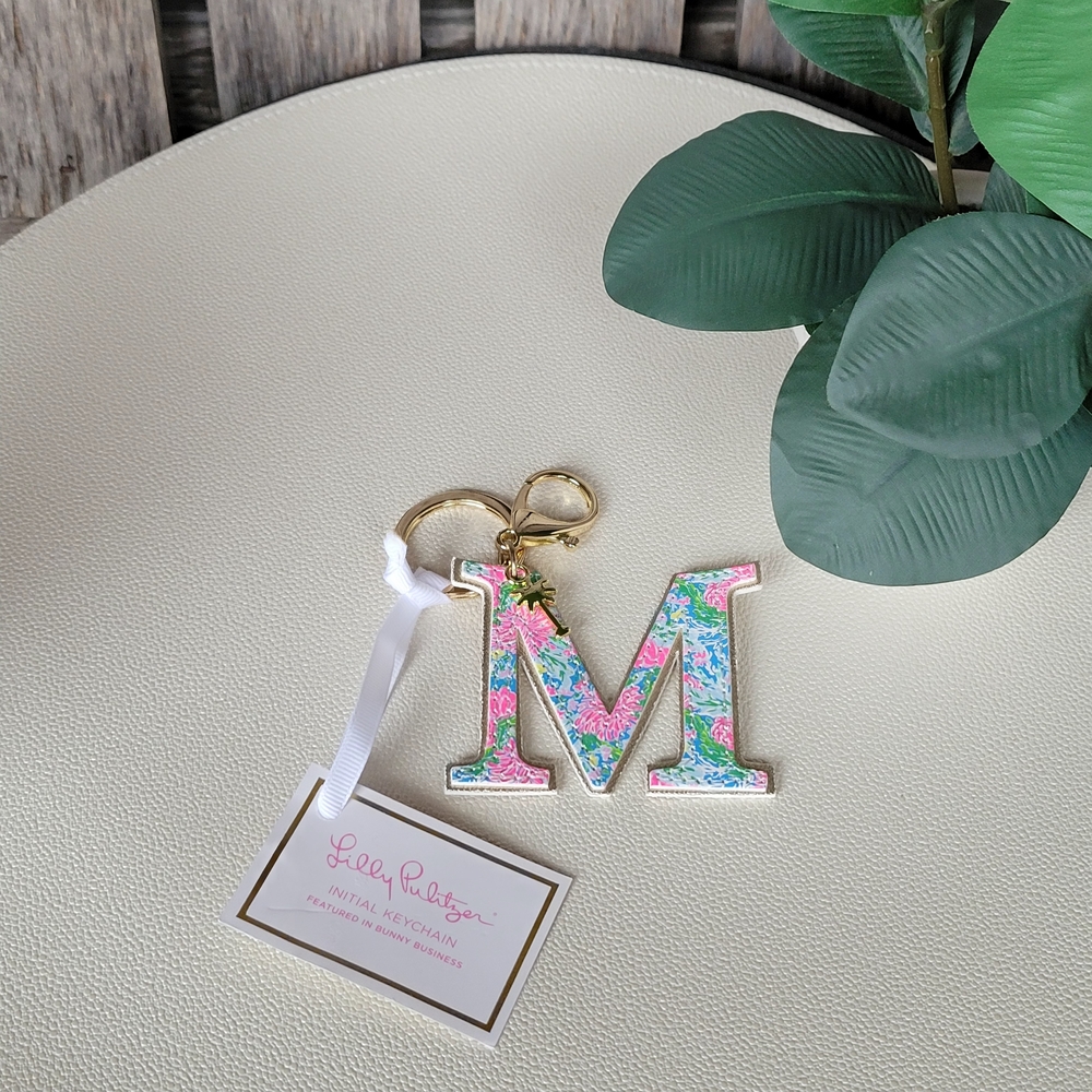 Lilly Pulitzer Bunny Business - M Initial Keychain